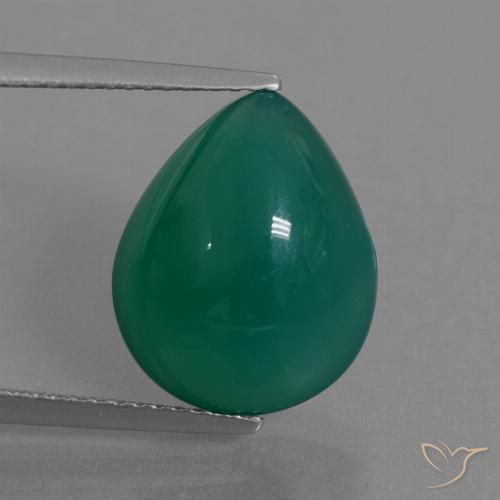 7.72ct Natural Medium Green Agate, Pear Shape, Translucent