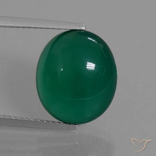 7.83ct Natural Medium Dark Green Agate, Oval, Translucent