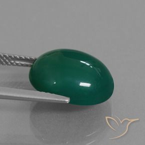 Agate Gemstone in 14 x 12 mm (calibrated) Size for Sale, Agate Stone in Medium Dark Green Color