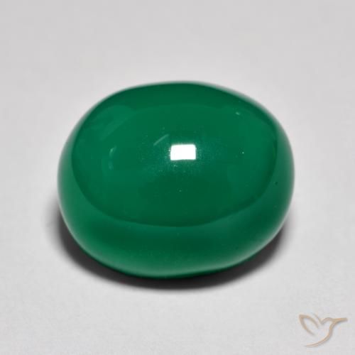 9.31ct Natural Medium Green Agate, Oval, Translucent