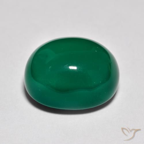Agate Gemstone in 13.5 x 11.2 mm Size for Sale, Agate Stone in Medium Green Color