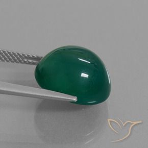 Agate Gemstone in 13.4 x 12.3 mm Size for Sale, Agate Stone in Medium Green Color