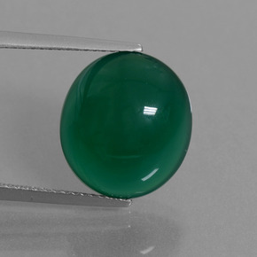 9.18 ct Green Agate Gemstone, Agate Gem in Oval Cabochon Shape for Sale.