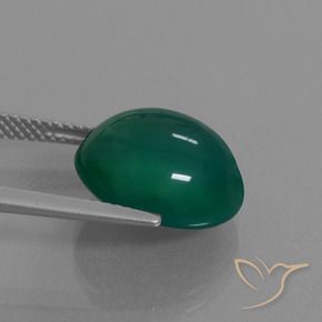 Agate Gemstone in 13.7 x 12.8 mm Size for Sale, Agate Stone in Medium Dark Green Color