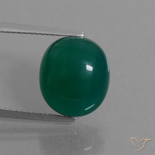 8.38ct Natural Medium Dark Green Agate, Oval, Translucent
