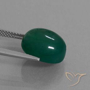 Agate Gemstone in 13 x 11 mm (calibrated) Size for Sale, Agate Stone in Medium Dark Green Color