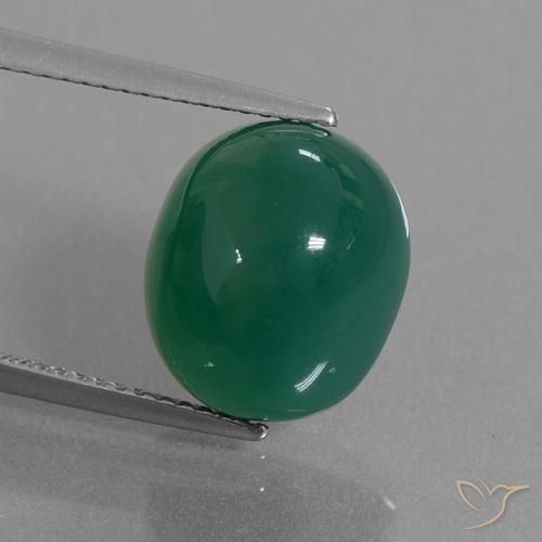 12,7 x 10,9mm Agata verde Ovale cabochon dall'India, peso di 8,57 ct, pietra preziosa naturale Tinto in purezza Translucent, Agata 1pz - il colore è Verde foresta, durezza Mohs di 6,5 - 7 adatto per gioielli da indossare ogni giorno, Photo A