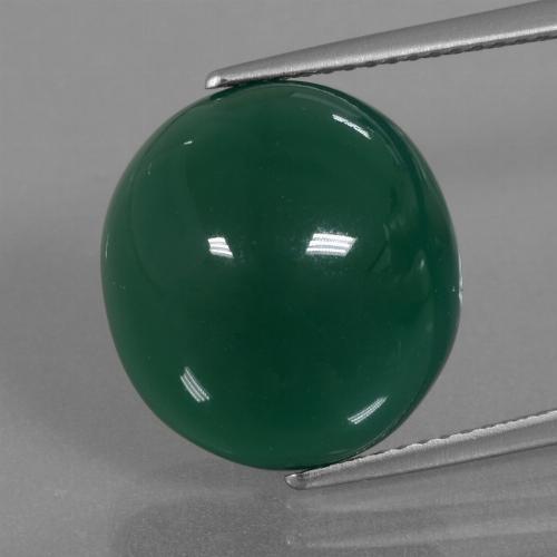 Agata 14,8 x 13,7mm verde Ovale cabochon dall'India, peso di 11,14 ct, gemma naturale Tinto in purezza Translucent, 1 pezzo Agata - Colore: Verde medio, durezza Mohs di 6,5 - 7 adatto per gioielli da indossare ogni giorno, Photo A