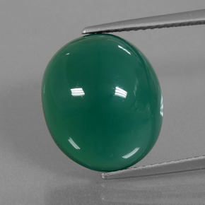 Forest Green Agate Gem - 10.1ct Oval Cabochon (ID: 445627)