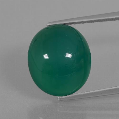 14.3 x 12.6mm Oval Green Agate from India, Weight of 10.07ct, Natural dyed Gemstone in Translucent Clarity, 1pc Oval Cabochon Agate - Color: Green, Mohs Hardness of 6.5 - 7 suitable for daily wear jewelry, Photo A