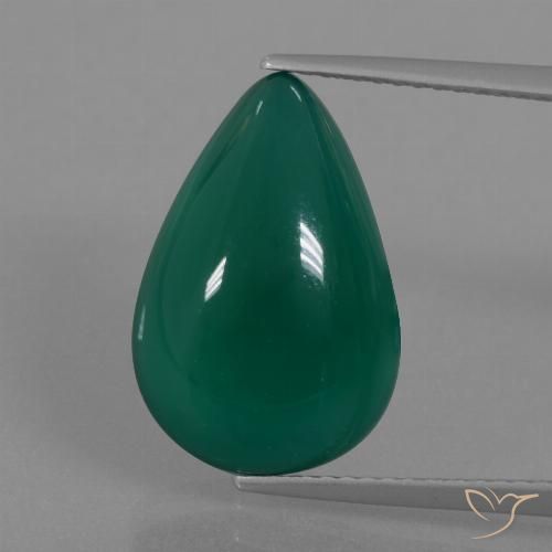 8.47 ct Green Agate, 16.9 x 11.2 mm Pear Cut From India, Photo A