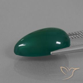 Agate Gemstone in 16.9 x 11.2 mm Size for Sale, Agate Stone in Medium Dark Green Color