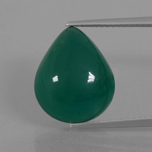 Medium Dark Green Agate Gem - 11ct Pear Cabochon (ID: 445652)