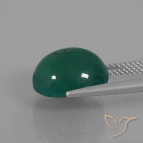 Agate Gemstone in 12.7 x 11.7 mm Size for Sale, Agate Stone in Medium Dark Green Color