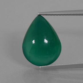 Medium Dark Green Agate Gem - 6.8ct Pear Cabochon (ID: 445654)