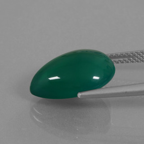 Agate Gemstone in 14.7 x 11.1 mm Size for Sale, Agate Stone in Medium Dark Green Color