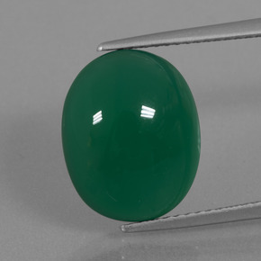 Medium Green Агат Камень - 7.3ct Овал Кабошон (ID: 445660)