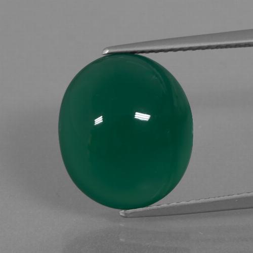 Green Agate Gem - 9.5ct Oval Cabochon (ID: 445663)
