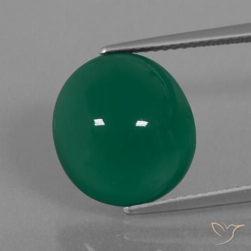7.92ct Natural Medium Dark Green Agate, Oval, Translucent, Photo A