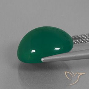 Agate Gemstone in 14 x 12 mm (calibrated) Size for Sale, Agate Stone in Medium Dark Green Color