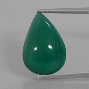 Green Agate Gem - 10.6ct Pear Cabochon (ID: 445685)