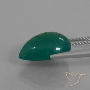 Agate Gemstone in 14 x 12 mm (calibrated) Size for Sale, Agate Stone in Medium Dark Green Color