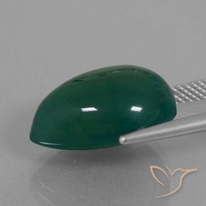 Agate Gemstone in 17.3 x 13.9 mm Size for Sale, Agate Stone in Medium Dark Green Color