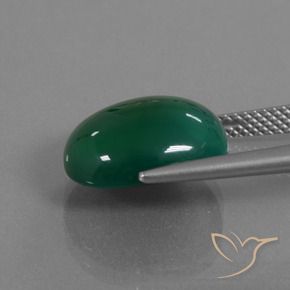 Agate Gemstone in 14 x 12 mm (calibrated) Size for Sale, Agate Stone in Medium Deep Green Color