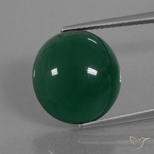 Agata verde da 11,22 ct, taglio ovale da 14,6 x 13,7 mm dall'India, Photo A