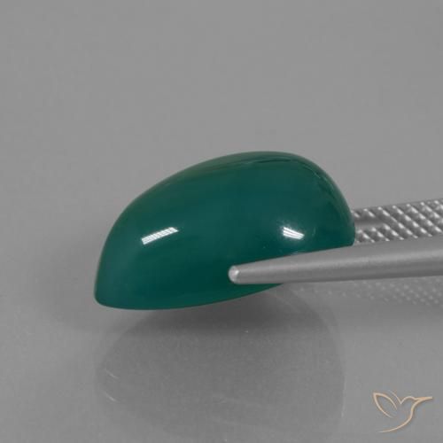 Agate Gemstone in 16 x 12 mm (calibrated) Size for Sale, Agate Stone in Medium Green Color