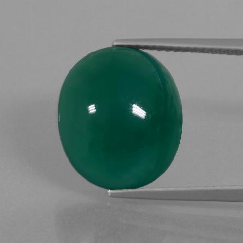 Verde oscuro medio Ágata Gema - 9.9ct Cabujón Óvalo (ID: 445735)