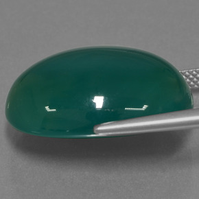 Agate Gemstone in 21.7 x 16.9 mm Size for Sale, Agate Stone in Deep Green Color