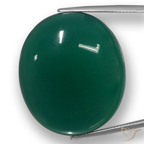 58.42ct Natural Medium Dark Green Agate, Oval, Translucent