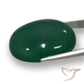Agate Gemstone in 30.6 x 26.5 mm Size for Sale, Agate Stone in Medium Green Color