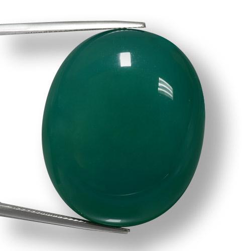 Verde oscuro Ágata Gema - 79ct Cabujón Óvalo (ID: 457885)