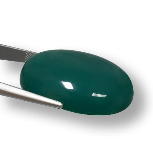 Agate Gemstone in 33.5 x 27.4 mm Size for Sale, Agate Stone in Dark Green Color