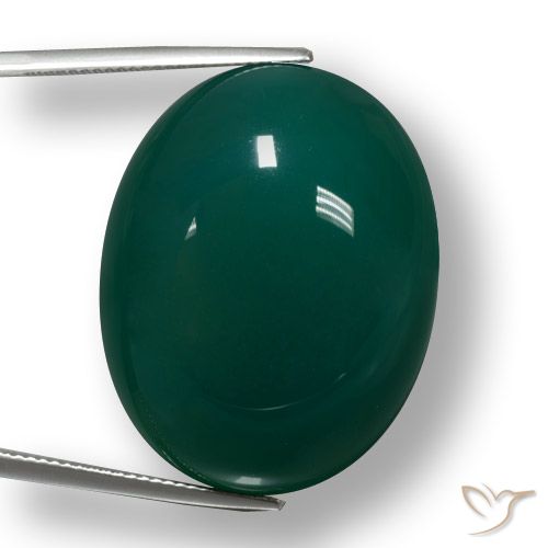 56.95ct Natural Dark Green Agate, Oval, Translucent, Photo A
