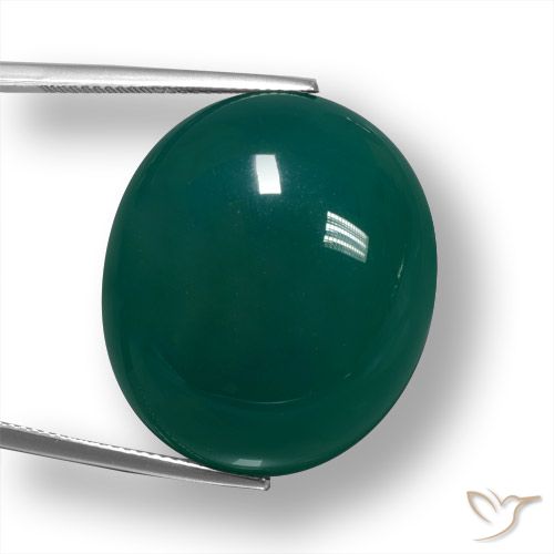50.18 ct Green Agate, 27.7 x 23.9 mm Oval Cut From India, Photo A