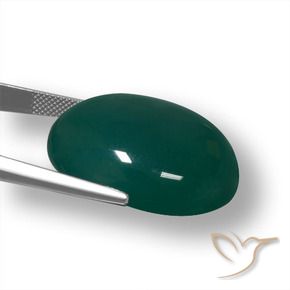 Agate Gemstone in 27.7 x 23.9 mm Size for Sale, Agate Stone in Deep Green Color