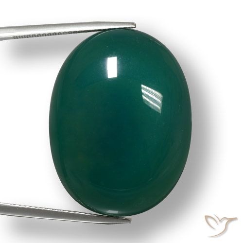 52.23ct Natural Deep Green Agate, Oval, Translucent, Photo A