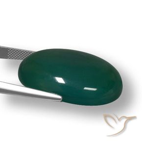 Agate Gemstone in 30.8 x 23.5 mm Size for Sale, Agate Stone in Deep Green Color