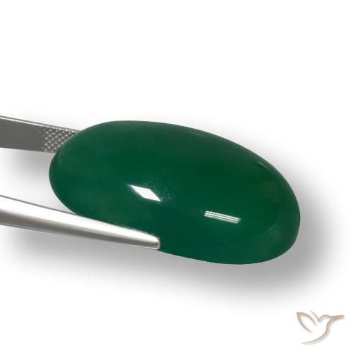 Agate Gemstone in 32.5 x 23.1 mm Size for Sale, Agate Stone in Medium Green Color