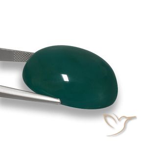 Agate Gemstone in 29.4 x 24.5 mm Size for Sale, Agate Stone in Deep Green Color