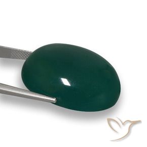 Agate Gemstone in 28.2 x 24.3 mm Size for Sale, Agate Stone in Deep Green Color