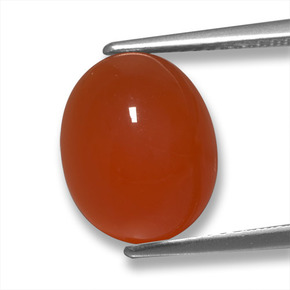 4.98 ct Red Agate Gemstone, Agate Gem in Oval Cabochon Shape for Sale.