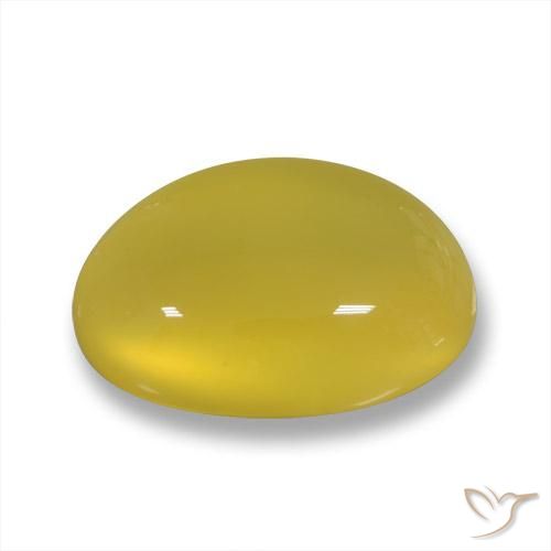 3.48 ct Yellow Agate Stone, Natural Agate in Oval Cabochon Shape for Sale