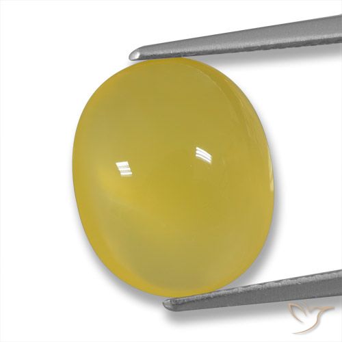 5.14ct Oval Cabochon Yellow Agate from India, Dimension 12.9 x 10.8mm, Translucent Clarity, Natural dyed gemstone, 1pc Agate in Medium Yellow Color, Mohs Hardness of 6.5 - 7 suitable for daily wear jewelry, Photo A