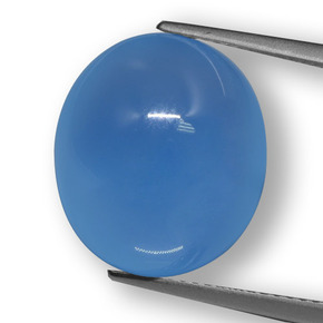 12.22 ct Blue Agate Gemstone, Agate Gem in Oval Cabochon Shape for Sale.