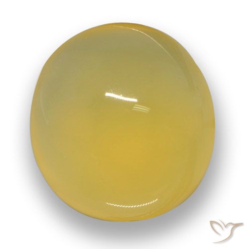 Agata 12,4 x 11,5mm giallo Ovale cabochon dall'India, peso di 6,3 ct, gemma naturale Tinto in purezza Translucent, 1 pezzo Agata - Colore: Oro giallastro, durezza Mohs di 6,5 - 7 adatto per gioielli da indossare ogni giorno, Photo A