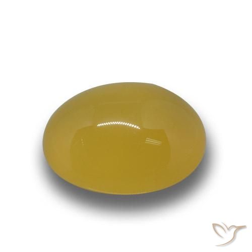 3.38 ct Yellow Agate Stone, Natural Agate in Oval Cabochon Shape for Sale
